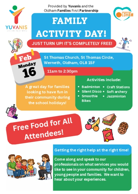 Poster for Family Activity Day at St. Thomas'